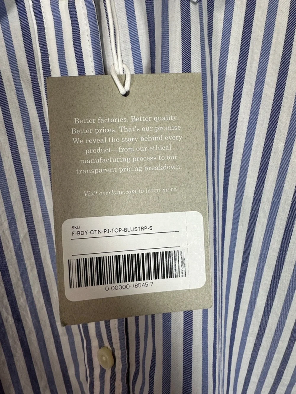 Everlane Cropped Striped Cotton Button Down The Woven PJ Top NWT Small - Picture 6 of 13